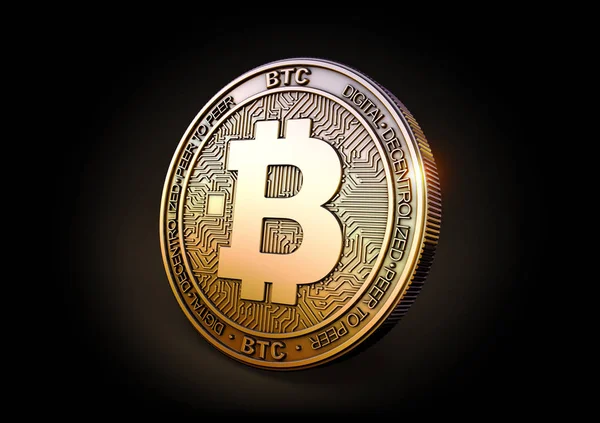 Bitcoin - Moneda de criptomoneda. Renderizado 3D — Foto de Stock