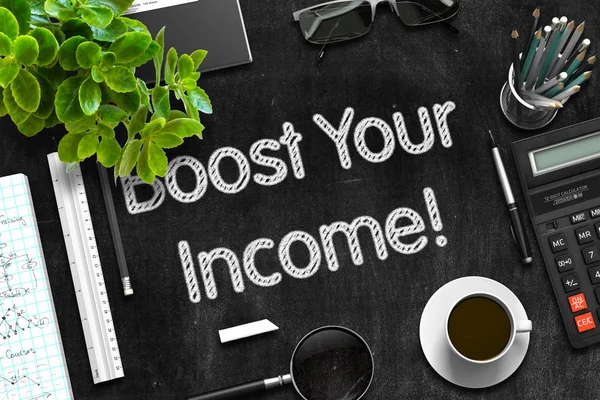 Boost Your Income on Black Chalkboard. 3D Rendering. — Stock Photo, Image