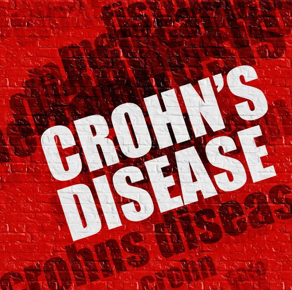 Concepto médico moderno: Enfermedad de Crohns en la pared de ladrillo rojo  . — Foto de Stock