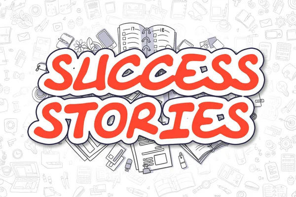 Příběhy úspěchu - Doodle červené slovo. Obchodní koncept. — Stock fotografie