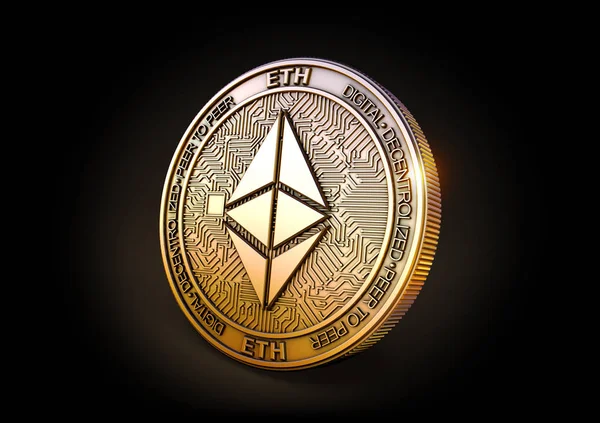 Ethereum - kryptovaluta mynt. 3D-rendering — Stockfoto