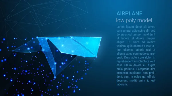 Flugzeug - Low-Poly-Drahtgestell-Design. Digitale Vektorillustration — Stockvektor