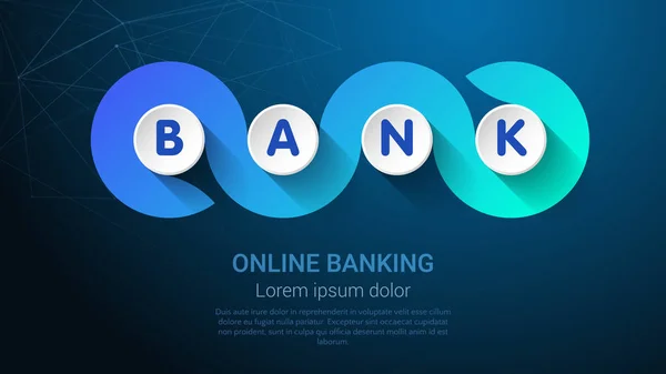 Bank - Konzept mit großem Wort oder Text. blaues trendiges Tamplate für Web-Banner oder Landig-Seite. — Stockvektor