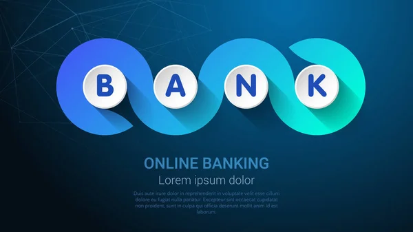 Bank - Büyük Kelimeyle veya Metinle kavram. Web Afişi ya da Landig Sayfası için Mavi Trendi Tamplakası. — Stok Vektör