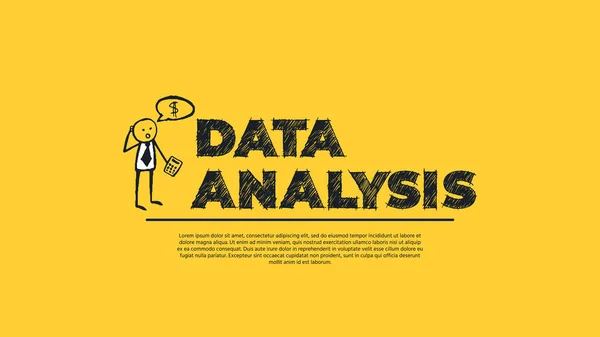 Analýza dat - jednoduchý design s kresleným podnikatelem. — Stockový vektor