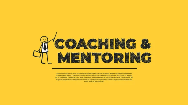 Coaching and Mentoring - Απλός Σχεδιασμός με Cartoon Businessman. — Διανυσματικό Αρχείο