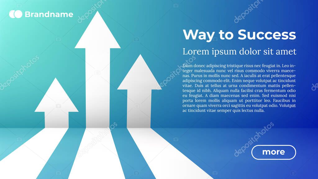 Way to Success - Web Template. Business Arrow Target Direction Concept to Success.