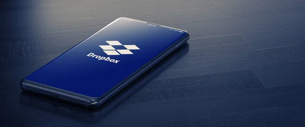 Dropbox on Smart Phone Screen. 3D. KYIV, UKRAINE-JANUARY, 2020. — Stockfoto