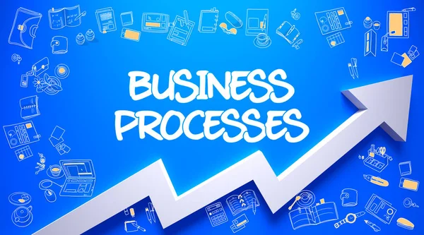 Business Processes Drawn on Azure Wall. — Stock Photo, Image