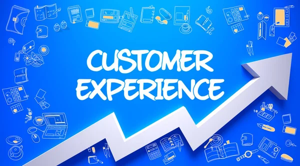 Customer Experience Drawn on Blue Wall. — Stock Photo, Image