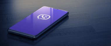 KYIV, UKRAINE-JANUARY, 2020: Cep telefonu ekranında Viber. 3D Sosyal Ağ Kavramı