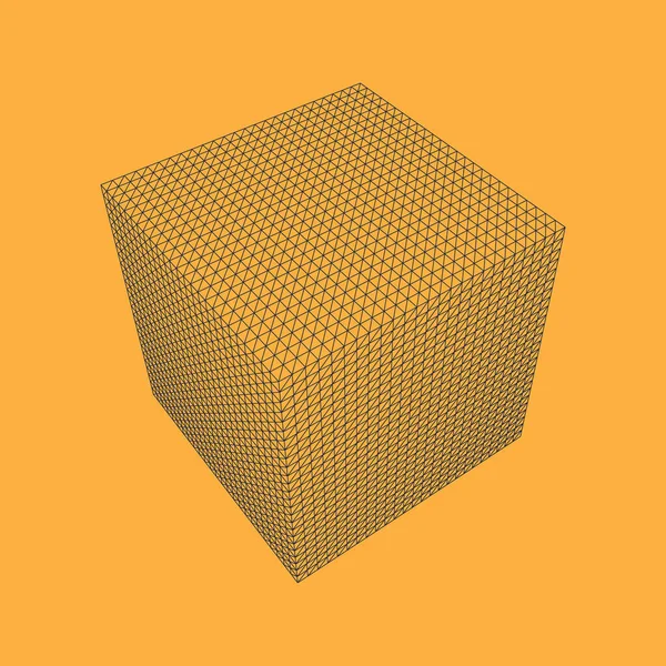 Ilustração vetorial de 3D CUBE Wireframe Mesh —  Vetores de Stock