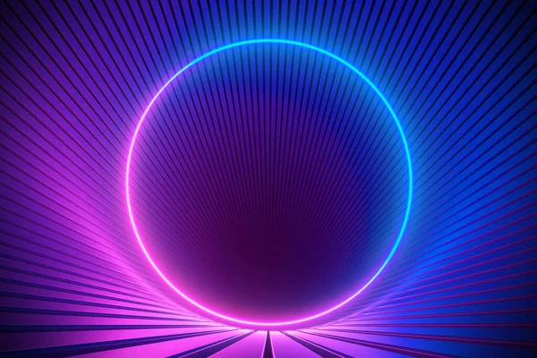 Pink Blue Neon Abstract Background with Glowing Ring. — Stock Photo, Image