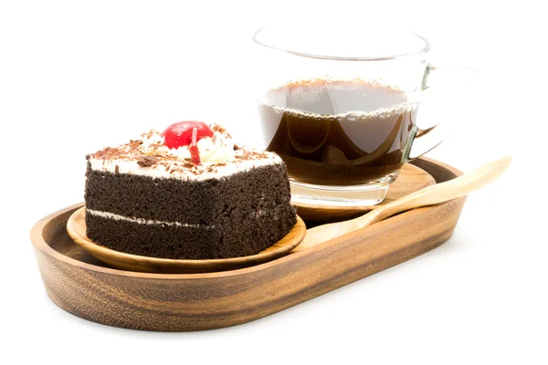 Chocolate cake and a cup of coffee — Stock Photo, Image