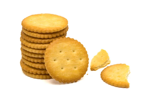 Salted round crackers tower — Stock Photo, Image