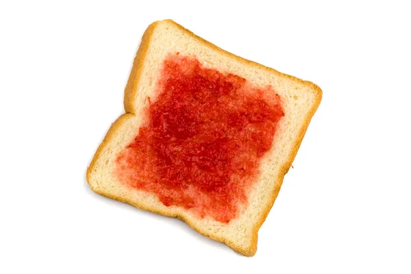 Top view of sliced bread and jam strawberry — Stock Photo, Image