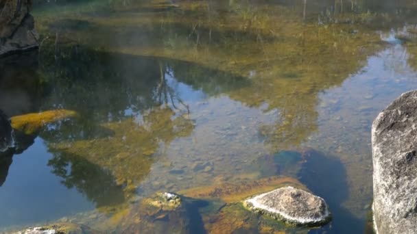 Reflexion des Wassers in heißen Quellen — Stockvideo