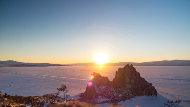 Tidsfördröjning för solnedgång vid Bajkalsjön i Ryssland — Stockvideo