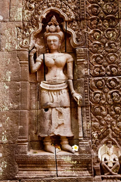 Antika hällristning av Apsara i Wat Phou — Stockfoto