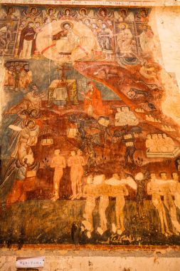Gürcistan'daki kilisenin içinde fresco