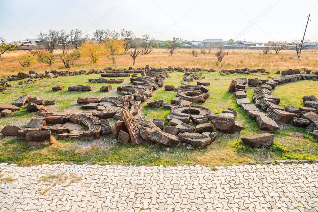 Fragments of ruins of Zvartnots Cathedral