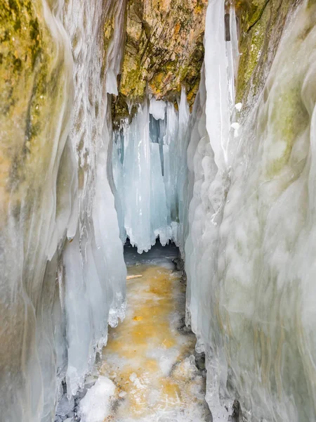 Icicles in Ice cave at Lake Baikal — Stock Photo, Image