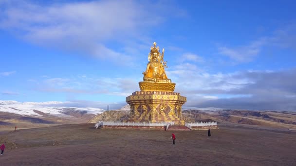 Flygfoto över big Buddha-statyn på berget — Stockvideo