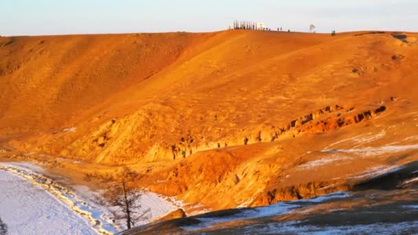 Evening view of Cape Burkhan at Olkhon Island — Stock Video