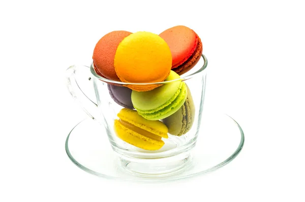 Colorful macarons in a glass — Stock Photo, Image