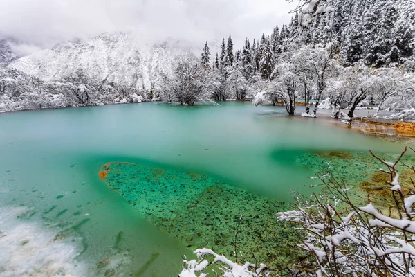 Eises Wasser in farbigem See im Winter — Stockfoto