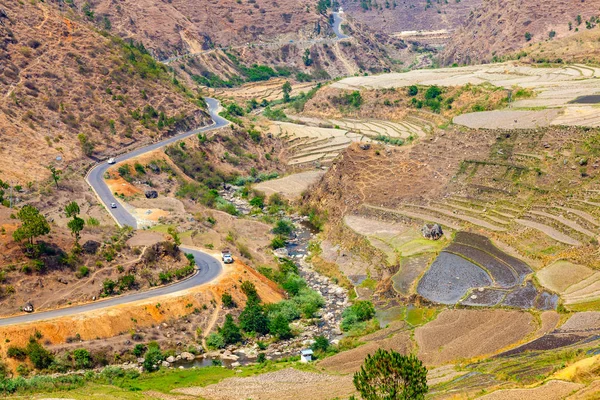 Schöne Aussicht auf die Terrasse Reisfeld in bhutan — Stockfoto