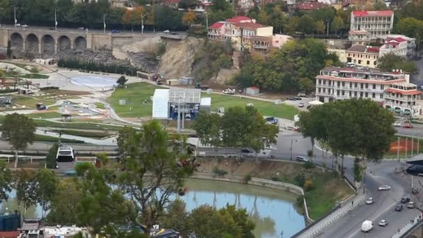 Sameba Katedrali Gürcistan Tbilisi Cityscape Bakış — Stok video