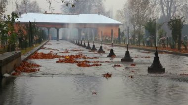 Shalimar Bagh olan Srinagar Kasmir, Hindistan, Babür dönemi Farsça mimari tarzı inşa