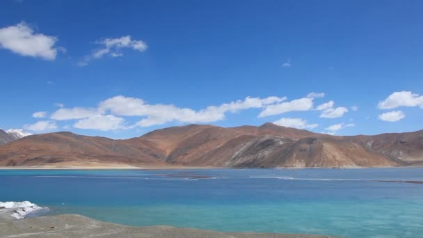 Widok Jezioro Pangong Zimie Ladakh Kaszmir — Wideo stockowe