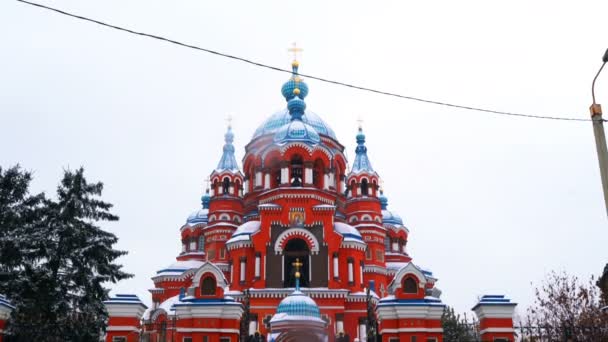 Ιρκούτσκ Ρωσία Μαρτίου 2017 Προβολή Της Καθεδρικό Ναό Από Ένα — Αρχείο Βίντεο