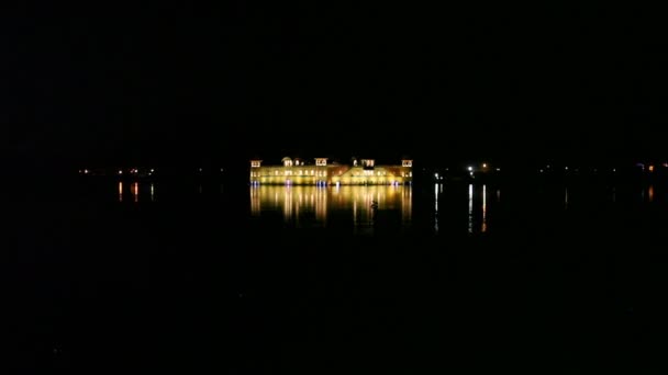 View Jai Mahal Historic Water Palace Jaipur Rajasthan India Night — Stock Video