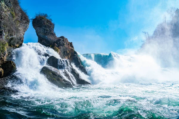 View of Rhine Falls in The Rhine River at Schaffhausen — Stock Photo, Image