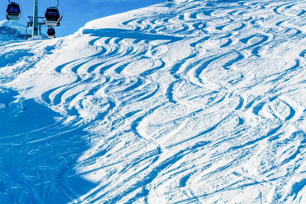 Ski track on the snow at the mountain — Stock Photo, Image