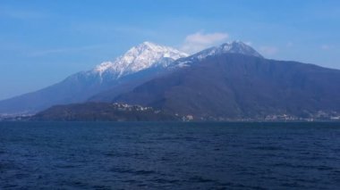 Lake Lugano ve Lugano İsviçre kar dağ görünümü
