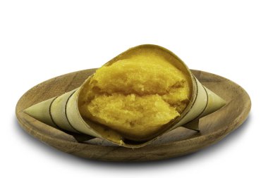 Local Thai style dessert Toddy Palm Cake in a wooden plate