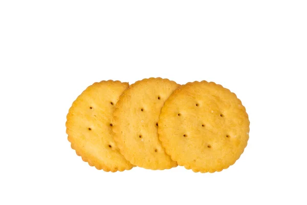 Top View Freshly Baked Crackers Isolated White Background Clipping Path — Stock Photo, Image