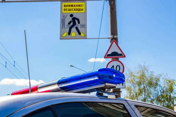 Politie flasher op auto — Stockfoto