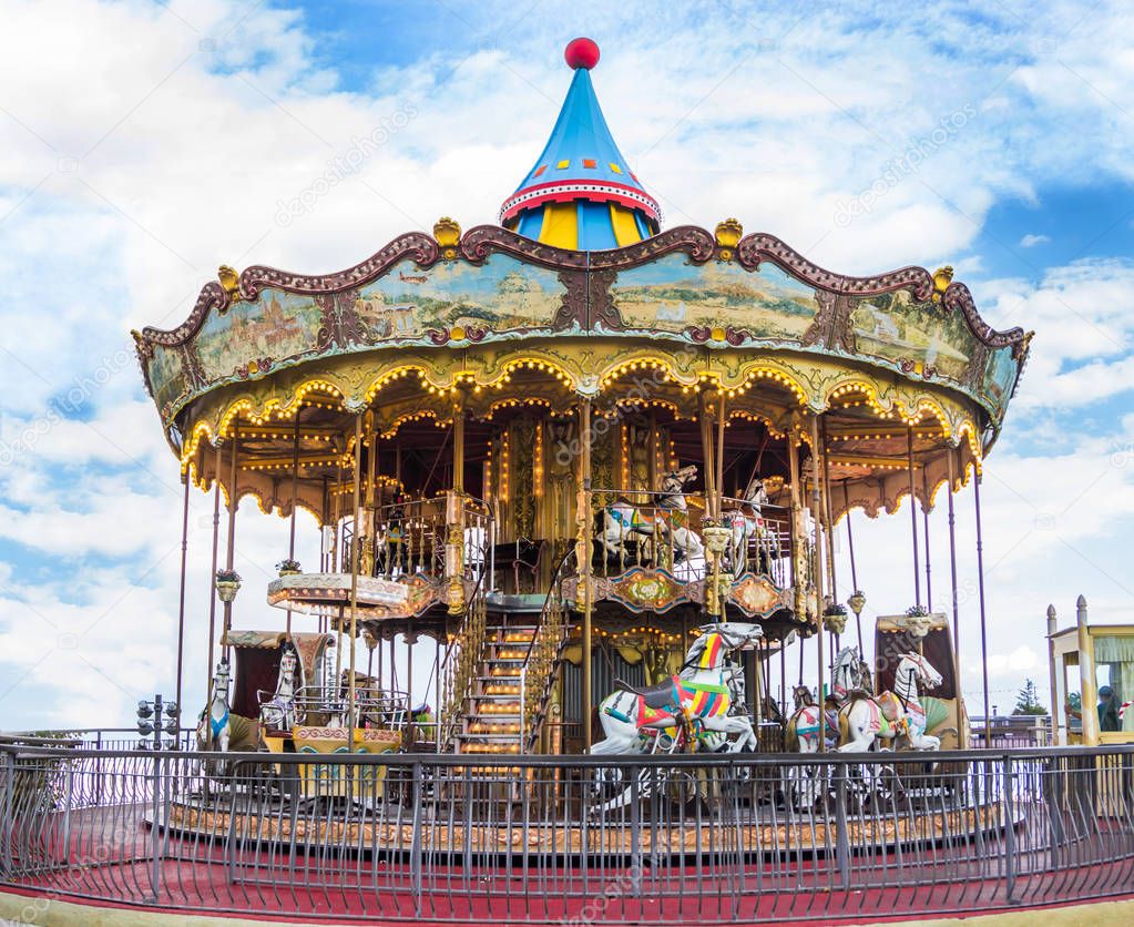 An old roundabout. Round carousel