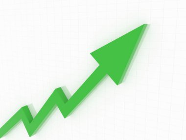 yukarı ok ızgara beyaz kağıt 3d render ile finansal