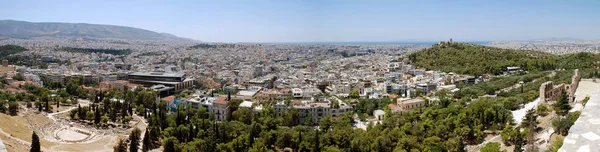 Panoráma nyílik egészen az athéni Akropolisz és a parton — Stock Fotó