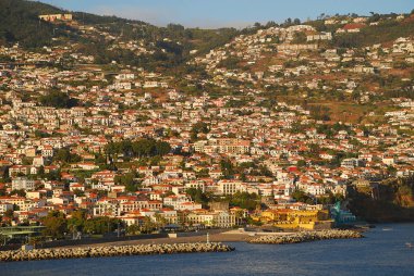 Panoramik Funchal, Madeira Adası üzerinde. Portekiz