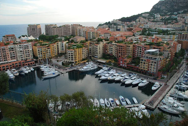 Port Fontvieille, vista do Rock of Monaco — Fotografia de Stock