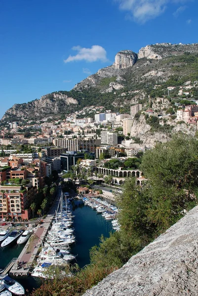 Port Fontvieille, view from the  Rock of Monaco — Stock Photo, Image