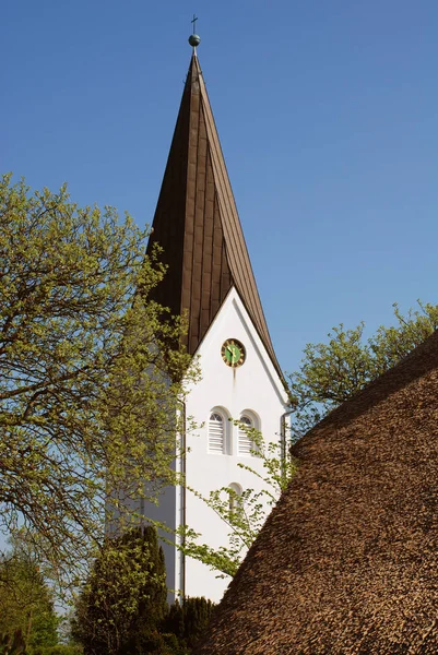 Kyrkan St Clement, Nebel, Amrum Island, Tyskland — Stockfoto