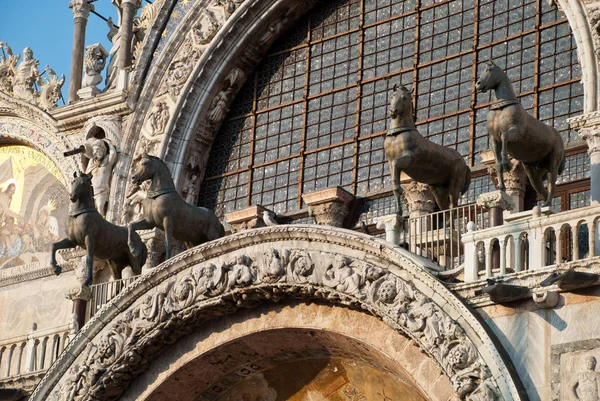 Venice, Italy: The Basilica of St Mark's, the Triumphal Quadriga ストック写真